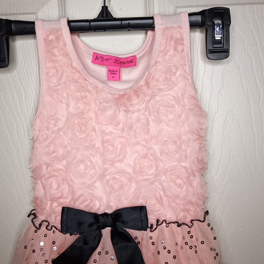 Girls Toddler Betsey Johnson Twirl Rosette Sequin Layered Dress Sz 4 - Picture 2 of 6